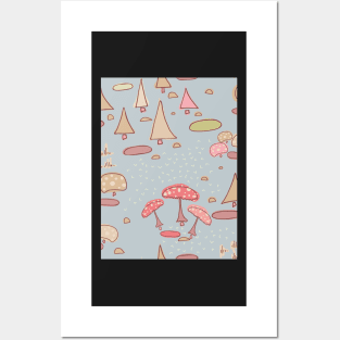 Geometric Toadstool Forest Posters and Art